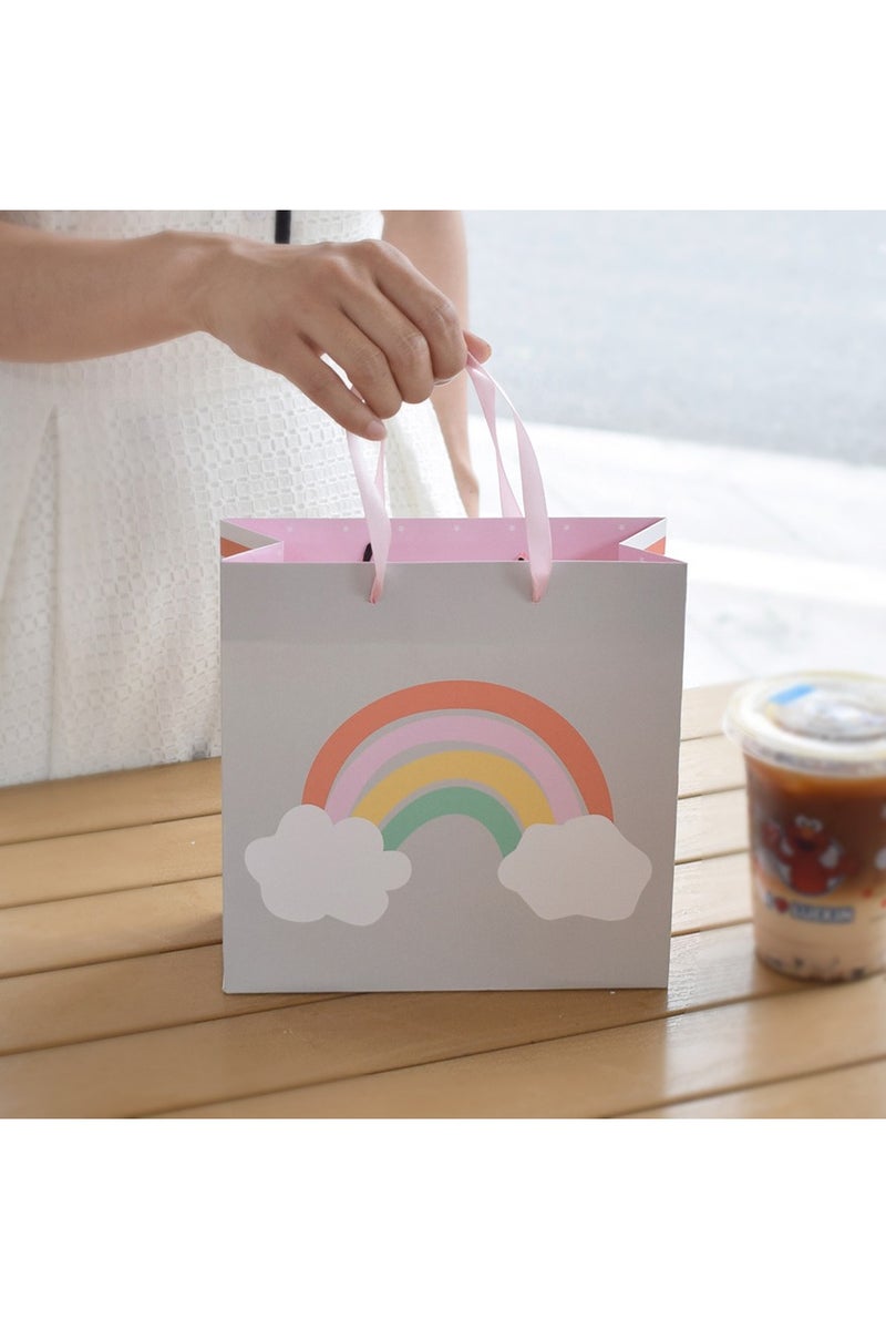 PEI  AN Rainbow  Cloud Gift Bags – Thick White Cardstock Handle Bags (20x8x20cm) – Cute Cartoon Design for Parties,  Birthday Candy  Kids’ Gifting - Image 4