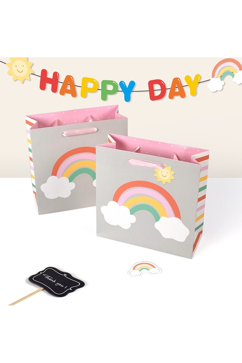 PEI  AN Rainbow  Cloud Gift Bags – Thick White Cardstock Handle Bags (20x8x20cm) – Cute Cartoon Design for Parties,  Birthday Candy  Kids’ Gifting - Image 1