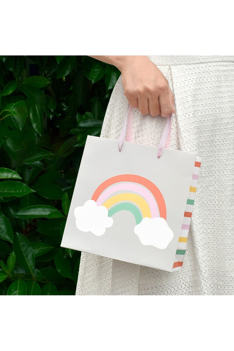 PEI  AN Rainbow  Cloud Gift Bags – Thick White Cardstock Handle Bags (20x8x20cm) – Cute Cartoon Design for Parties,  Birthday Candy  Kids’ Gifting - Image 5