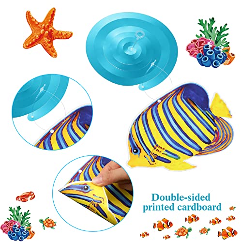 Clabby 30 Pcs Tropical Fish Hanging Swirls Under The Sea Party Decorations Ceiling Decor Ocean Themed Mermaid Creatures Beach Party Supplies Under The Sea Decor(Mixed Style) - Image 4