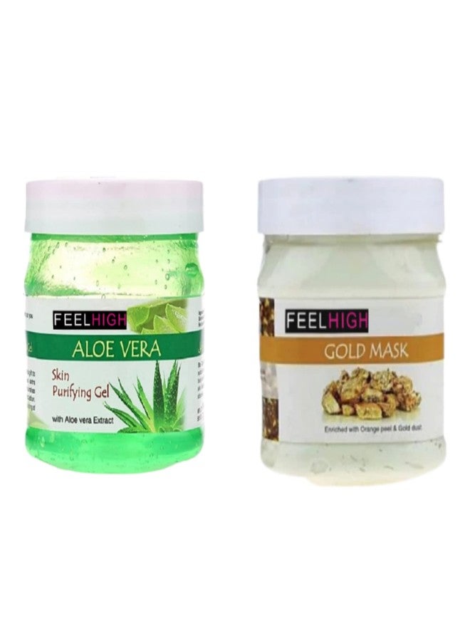 Feelhigh Face & Body Aloe Vera Gel 500ml And Face Mask500ml -Skin Care Products (AloeveraGelAndGoldlmask) - Image 1
