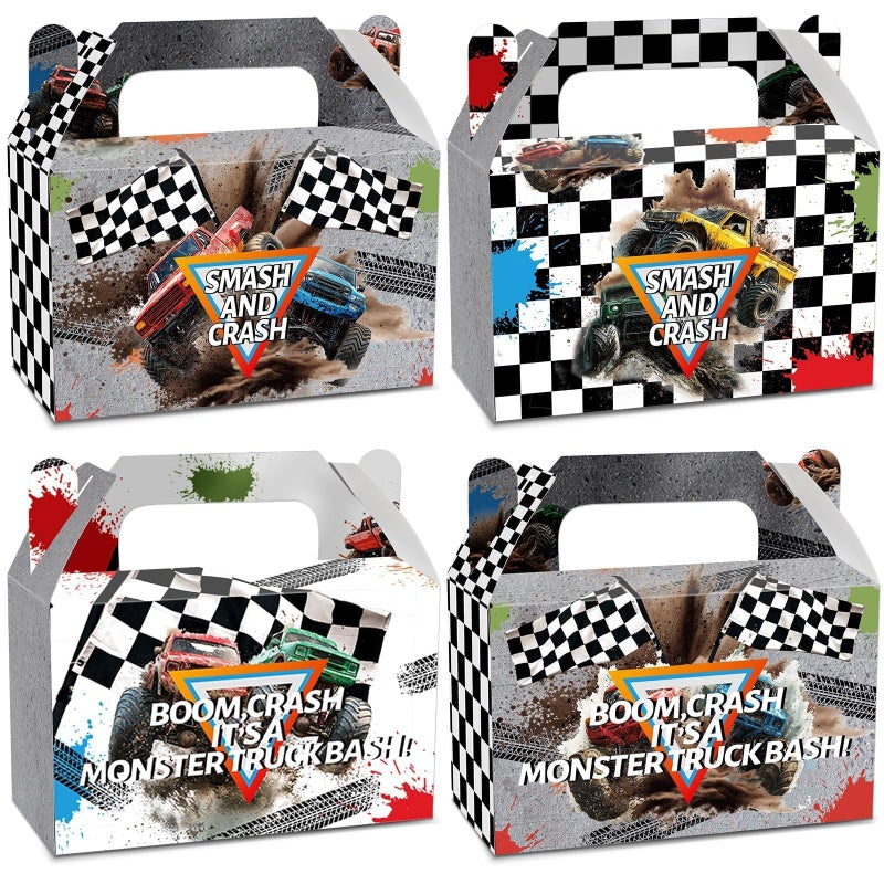 CHUNNIN 24Pcs Gray Monster Truck Treat Boxes Smash and Crash Monster Truck Birthday Party Decorations Racing Themed Favor Gift Boxes Race Cars Goodie Box for Kids Boys Birthday Party Supplies 6 x 3 x 36 - Image 2