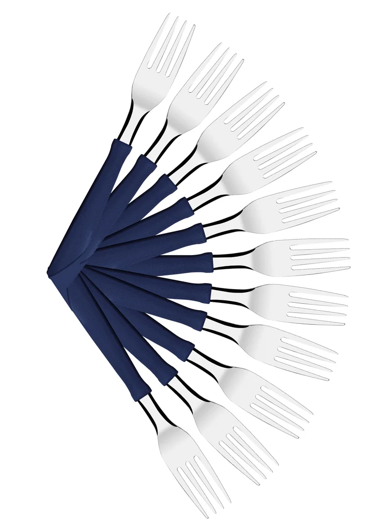 TRAMONTINA Tramontina New Kolor 12 Pieces Stainless Steel Table Forks Set with Blue Polypropylene Handles