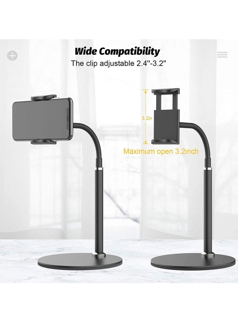 Excefore Cell Phone Stand, Adjustable Height & Angle Phone Holder Flexible Arm Universal Phone Stand for Desk, Aluminum Alloy Desktop Cell Phone Holder Compatible with 3.5"-6.5" Device  - Image 5