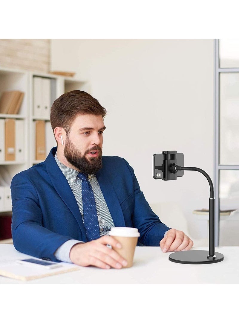 Excefore Cell Phone Stand, Adjustable Height & Angle Phone Holder Flexible Arm Universal Phone Stand for Desk, Aluminum Alloy Desktop Cell Phone Holder Compatible with 3.5"-6.5" Device  - Image 2