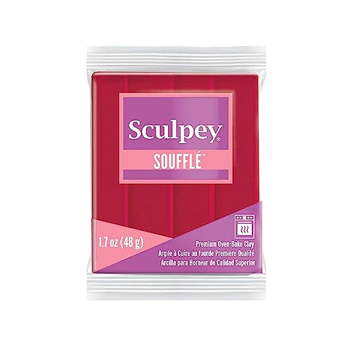 Polyform Sculpey Soufflé™ Polymer Oven-Bake Clay, Cherry Pie Red, Non Toxic, 1.7 oz. bar, Great for jewelry making, holiday, DIY, mixed media and more! Premium light-weight oven bake clay. - Image 3