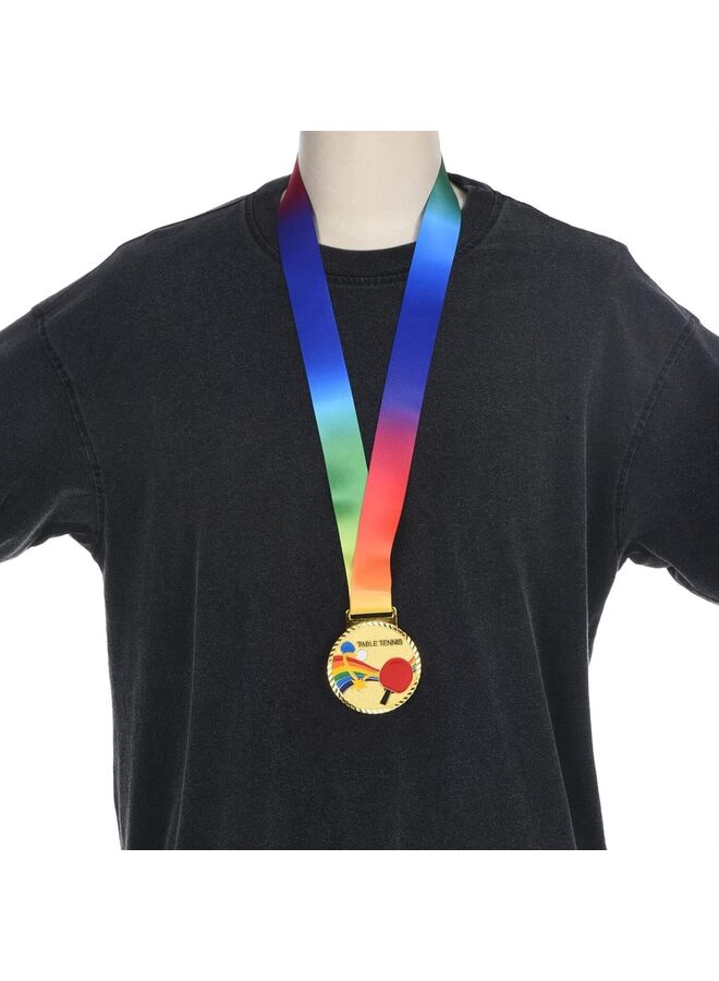 LAMAY 3 Pack 2.7" Ping Pong Medals, Table Tennis Award Medals Set Gold Silver Bronze Medal with Ribbon Multicolor for Games Sports Competitions - Image 4