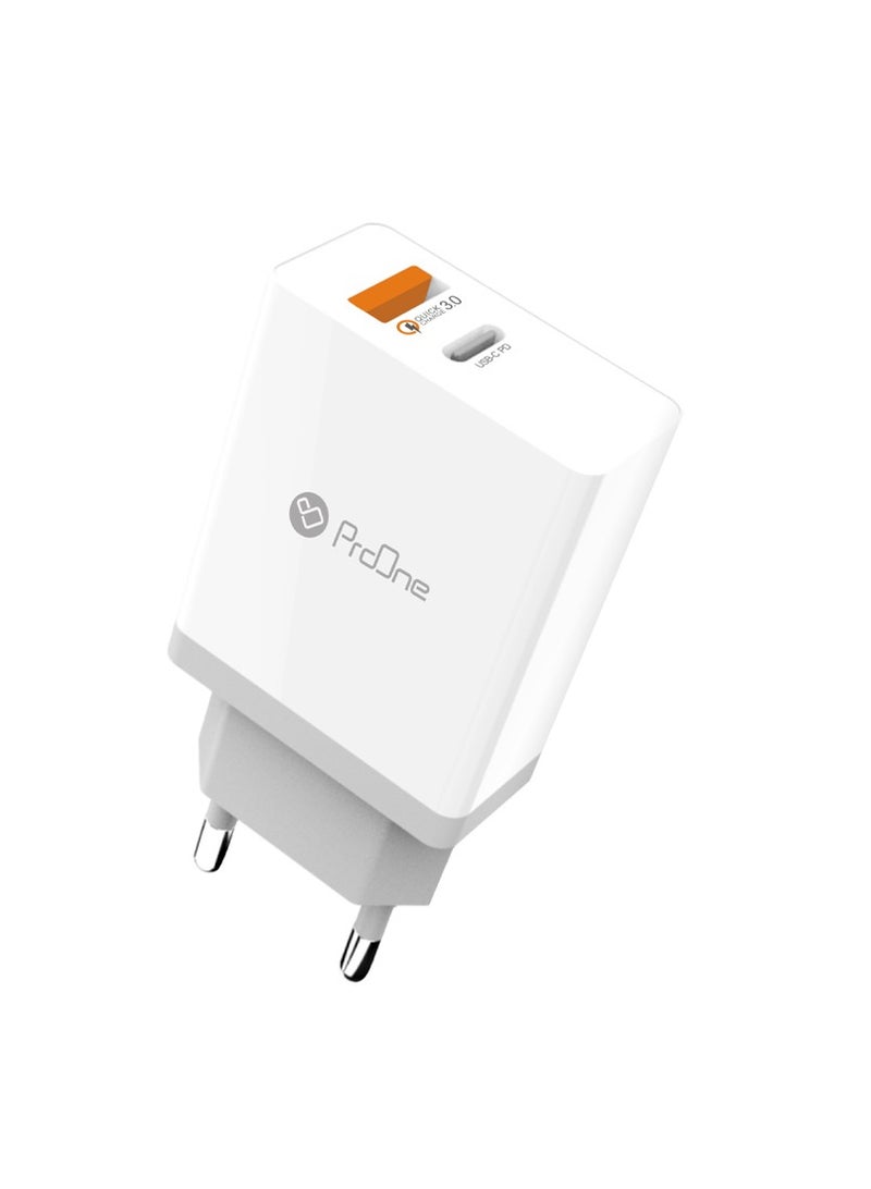 ProOne ProOne 36W USB Plug, PowerPort Mini Dual Port (USB and Type-C) Charger, Super Compact travel, Wall Charger for iPhone Xs/XS Max/XR/X/8/7/6/Plus, iPad Pro/Air 2/Mini 4, Samsung, and More  - Image 1