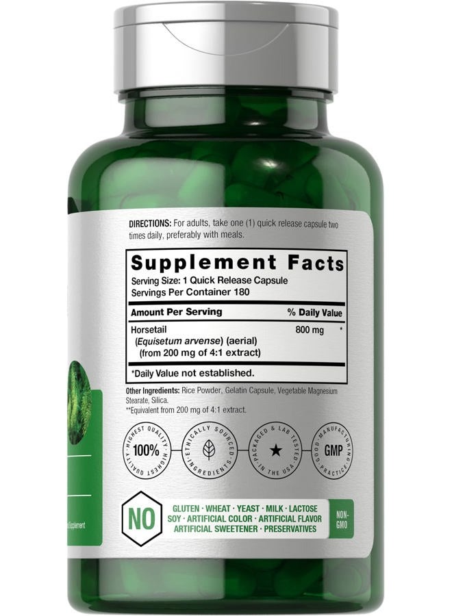 HORBÄACH - Horsetail 800 mg 180 capsules - silicon - Astringents - minerals - hair - digestion - Made in USA - Image 2