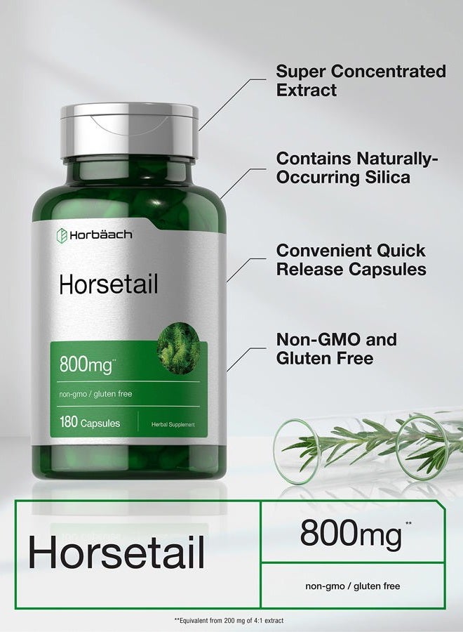 HORBÄACH - Horsetail 800 mg 180 capsules - silicon - Astringents - minerals - hair - digestion - Made in USA - Image 3