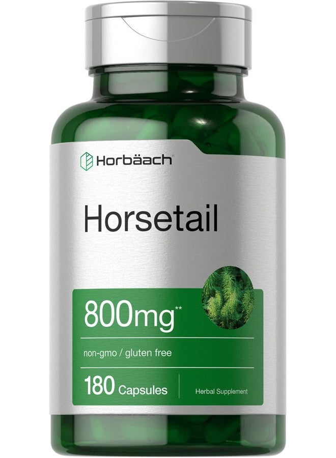 HORBÄACH - Horsetail 800 mg 180 capsules - silicon - Astringents - minerals - hair - digestion - Made in USA - Image 1