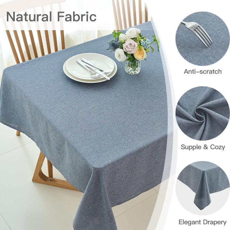 maxmill Rectangle Linen Textured Tablecloth Waterproof Spillproof Wrinkle Free Washable Fabric Table Cloth Kitchen Dining Tabletop Decoration Table Cover for Holiday Party, 52 x 70 Inch, Demin Blue - Image 4