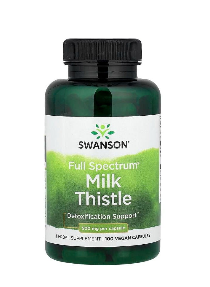 سوانسون كبسولات شوك الحليب كامل الطيف ٥٠٠ مجم ١٠٠ كبسولة نباتية - Image 1