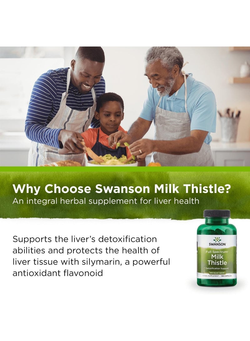 سوانسون كبسولات شوك الحليب كامل الطيف ٥٠٠ مجم ١٠٠ كبسولة نباتية - Image 4