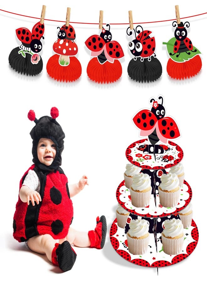 CC HOME Ladybug Cupcake Stand 3 Tier Cute Insect Party Cake Stand for Kids Birthday Party Decorations and Baby Showers - Image 4