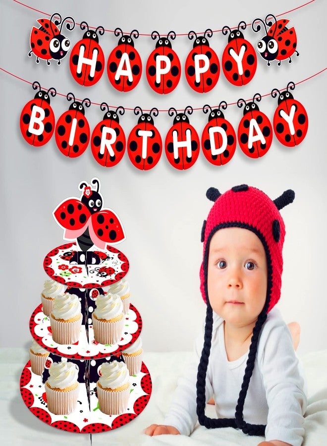 CC HOME Ladybug Cupcake Stand 3 Tier Cute Insect Party Cake Stand for Kids Birthday Party Decorations and Baby Showers - Image 5