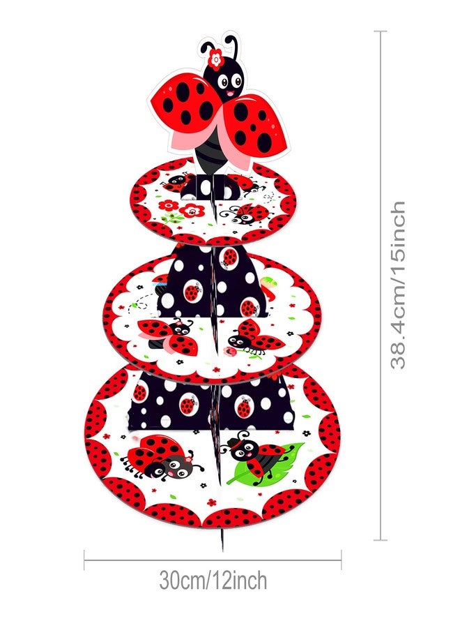 CC HOME Ladybug Cupcake Stand 3 Tier Cute Insect Party Cake Stand for Kids Birthday Party Decorations and Baby Showers - Image 2