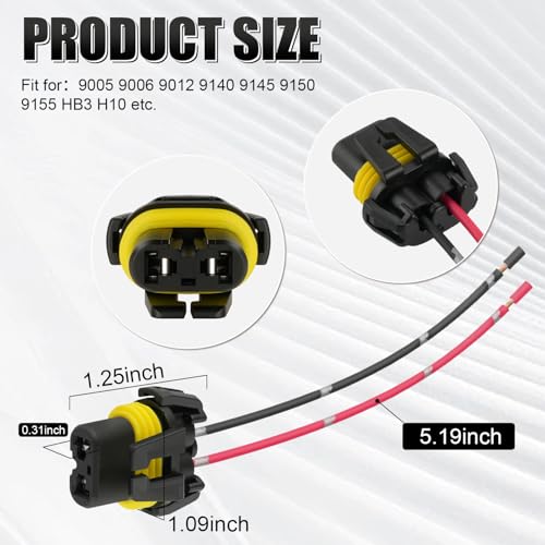iBrightstar Nylon 9005 9006 9012 9145 H10 Female Adapter Wiring Harness Sockets Wire for Headlights Fog Lights - Image 3