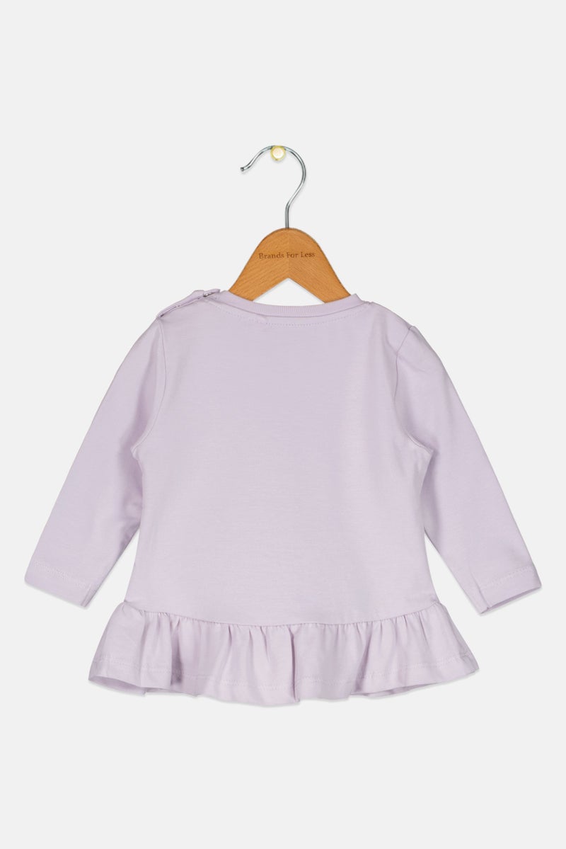 NAME IT بلوزة بنات للأطفال بأكمام طويلة وياقة دائرية، لافندر - Image 2