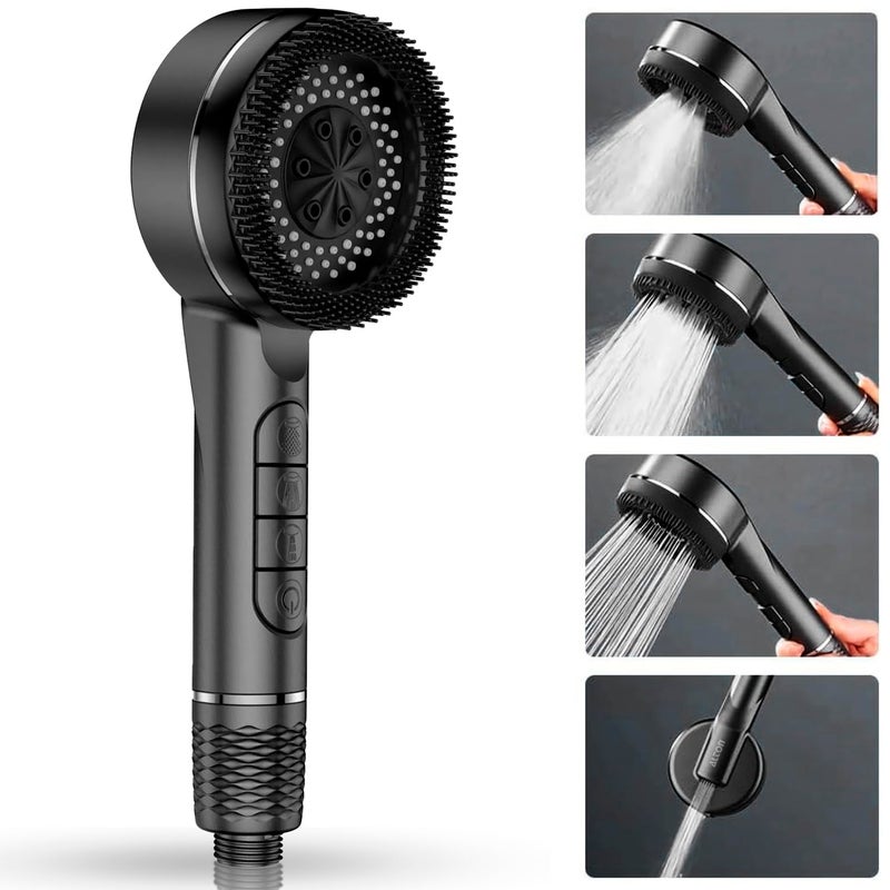 ALTON SHR22415 ABS 4Function Hand Shower Only with Removable Soft Silicone Brush Black - Image 1