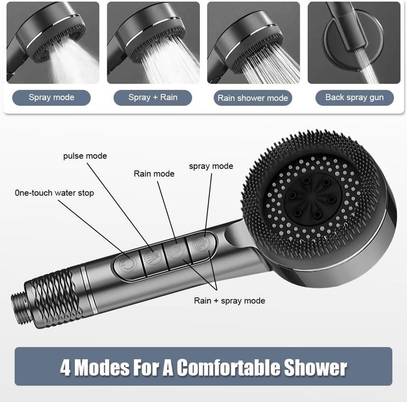 ALTON SHR22415 ABS 4Function Hand Shower Only with Removable Soft Silicone Brush Black - Image 5