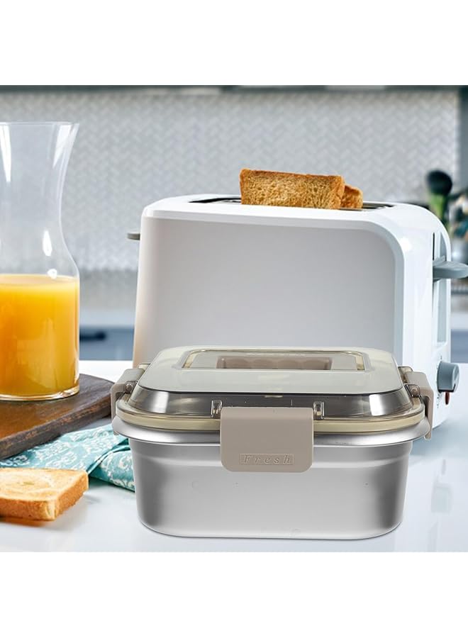 NALACAL حاويات طعام من الفولاذ المقاوم للصدأ مع أغطية، صندوق غداء بينتو محكم الغلق، حاويات طعام معدنية لتحضير الوجبات، صناديق تنظيم الثلاجة، صندوق تخزين قابل لإعادة الاستخدام، حاوية سلطة فواكه، صندوق غداء بينتو - Image 5