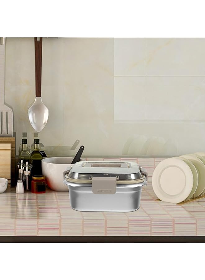 NALACAL حاويات طعام من الفولاذ المقاوم للصدأ مع أغطية، صندوق غداء بينتو محكم الغلق، حاويات طعام معدنية لتحضير الوجبات، صناديق تنظيم الثلاجة، صندوق تخزين قابل لإعادة الاستخدام، حاوية سلطة فواكه، صندوق غداء بينتو - Image 3