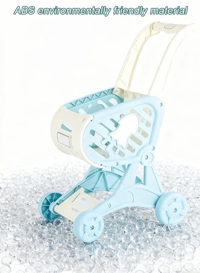 جيرينك لعبة عربة التسوق، مجموعة لعب دور عربة المطبخ، لعبة عربة التسوق مع عجلات دوارة حرة، عربة تسوق صغيرة للأطفال، سهلة التجميع آمنة للأطفال ومتينة، مثالية لألعاب لعب الأدوار للأعمار من 2 سنة فما فوق، عربة سوبر ماركت صغيرة رائعة للمبتدئين في المشي، أزرق - Image 5