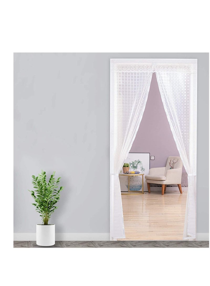 Insulated Door Curtain, Transparent Insulated Door Curtain, Magnetic Screen Door, Self-Closing Privacy Magnetic Curtain, Keeping Draft Out for Kitchen, Patio, Air Conditioner Room (35.4 x 83 inch)