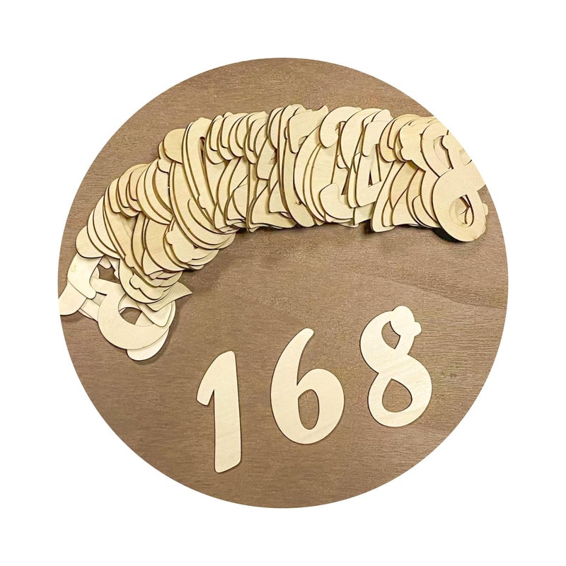 Cregugua 3 Inch 168 Pieces Wooden Numbers Unfinished Wood Numbers 0-9 Clock Numbers for Painting DIY Crafts - Image 4