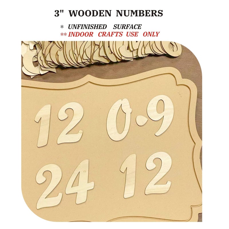 Cregugua 3 Inch 168 Pieces Wooden Numbers Unfinished Wood Numbers 0-9 Clock Numbers for Painting DIY Crafts - Image 2