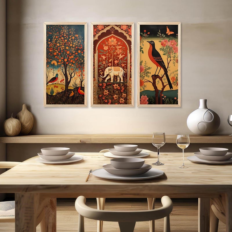 kotart Madhubani Art Wall Painting Traditional Home Decoration With Frame For Living Room Bed Room Hotel Wall Decor Digital Reprint Engineered Wood Set of 3 10x19 inch B L - Image 5