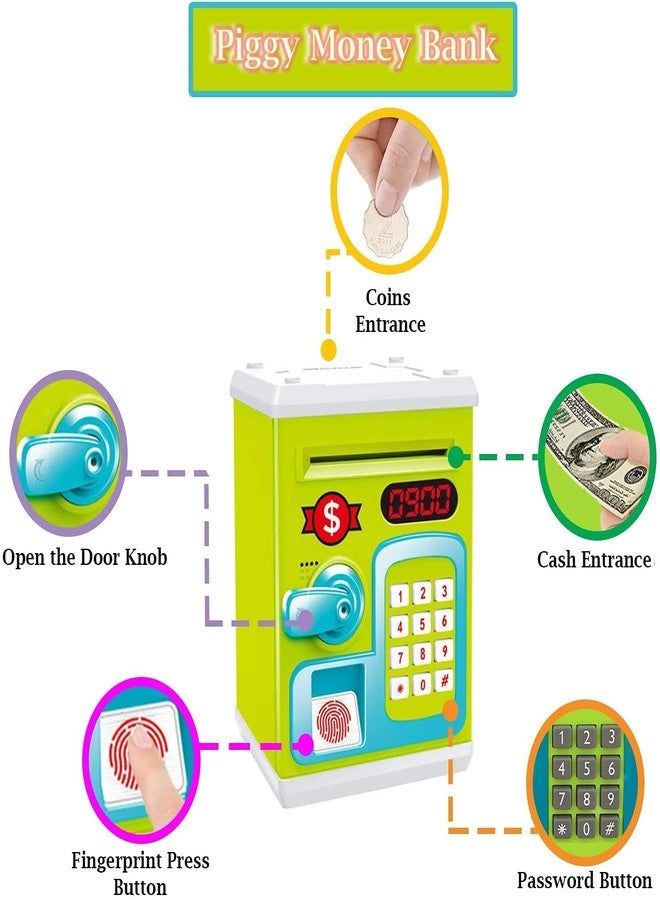 N2J2 SHOP Money Safe Fingerprint Sensing Piggy Saving Bank Music with Light Real Cash Coin Collecting ATM Box with Digital Password for Kids - Image 5
