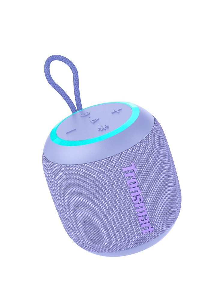 ترونسمارت مكبر صوت محمول صغير الحجم من Tronsmart T7 مزود بإضاءة وصوت ستيريو وبلوتوث 5.3 ووقت تشغيل يصل إلى 18 ساعة وإقران ستيريو ومساعد صوتي ومكبر صوت للاستحمام مقاوم للماء IPX7 ومكبر صوت خارجي - بنفسجي  - Image 2