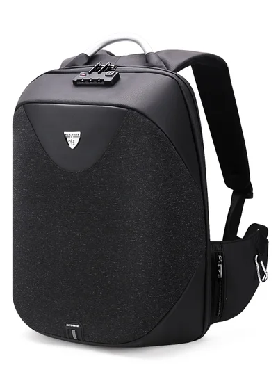 ARCTIC HUNTER Semi Hard Durable Polyester Travel Backpack – 23L Backpack with Built in USB Port and TSA Lock B00208 Black