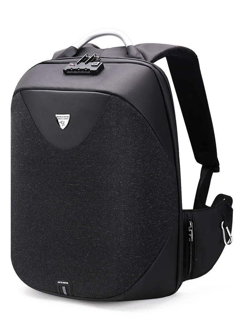 أركتيك هانتر Semi Hard Durable Polyester Travel Backpack – 23L Backpack with Built in USB Port and TSA Lock B00208 Black