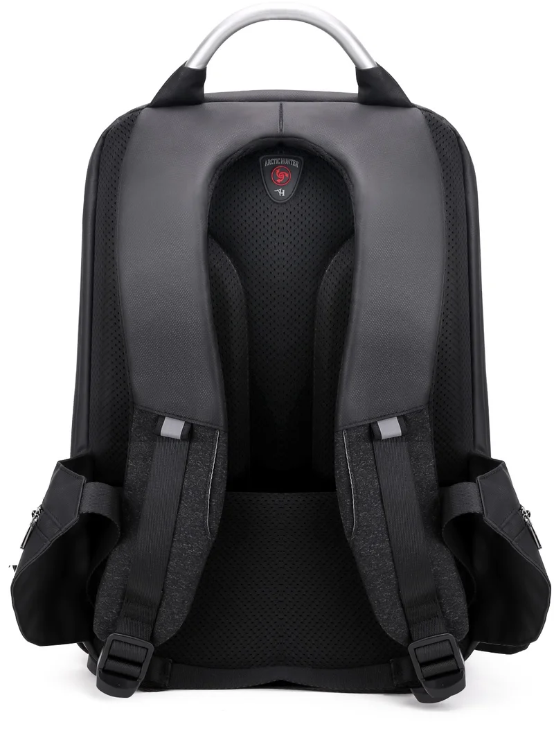 أركتيك هانتر Semi Hard Durable Polyester Travel Backpack – 23L Backpack with Built in USB Port and TSA Lock B00208 Black