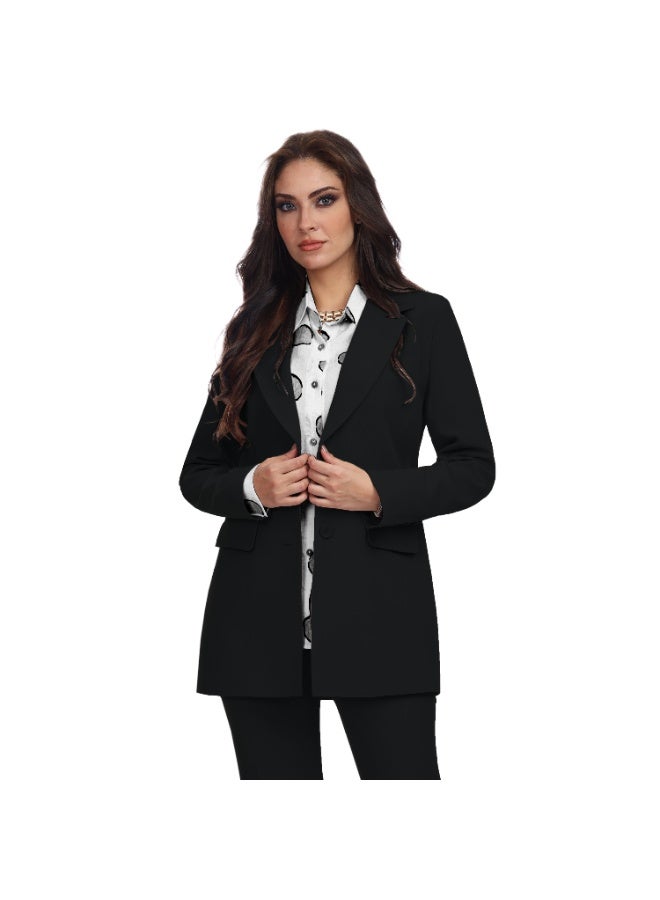 Smoky Egypt Elegant Lady Solid Blazer-Black - Image 1