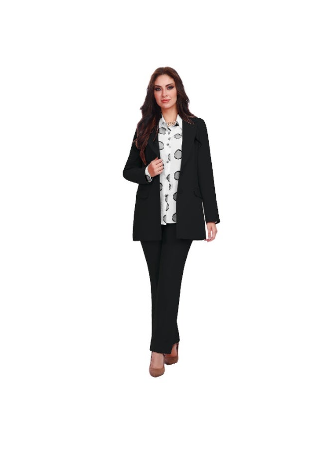Smoky Egypt Elegant Lady Solid Blazer-Black - Image 3