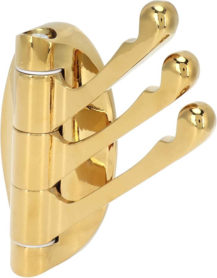 Foldable Rotatable Gold Wall Hook Space Saving For Bathroom Bedroom Living Room - Image 4