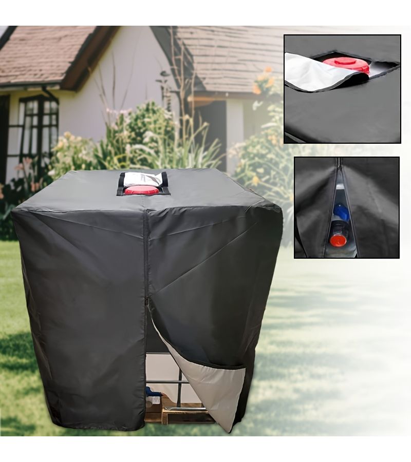 IBC Cover 210D Thick Water Tank Cover 48x40x53 Inch Black 330 Gallons 1250L - Image 1