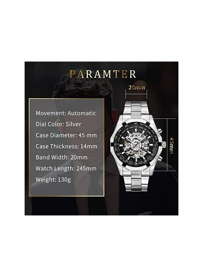 وينر ساعة رجالية، ساعة ميكانيكية هيكلية من الفولاذ المقاوم للصدأ، ساعة أوتوماتيكية مقاومة للماء ذات الحركة الذاتية للرجال، ساعة يد بتصميم فاخر على شكل X بأسلوب ستيمبانك - Image 5