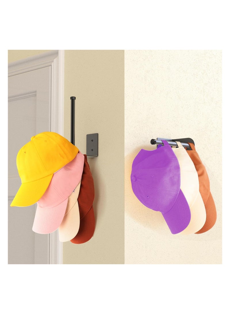 2 Pack Hat Racks for Baseball Caps, Stainless Steel Hat Organizer for Baseball Cap, Hat Holder Storage Organizer, Hat Hanger Strong Adhesive/Wall Drilled for Door, Bedroom, Closet(Black 6 in)  - Image 5