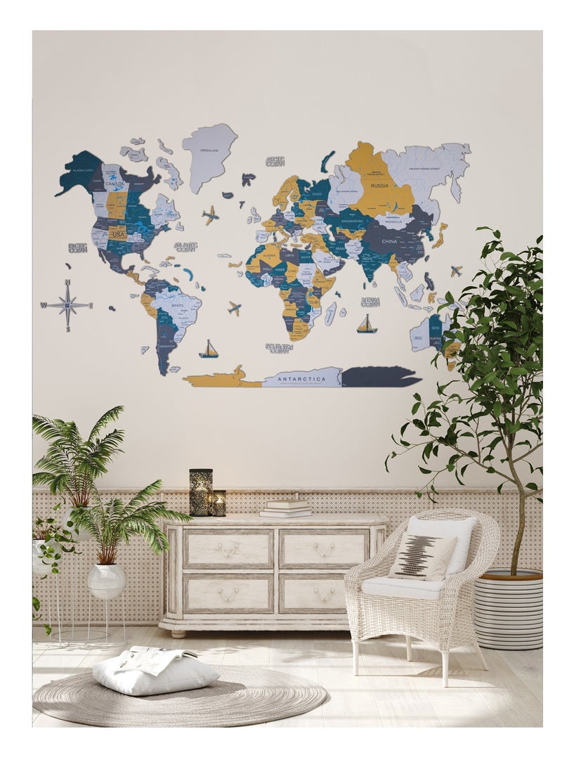 Enjoy The Wood Wooden World Map - Country Edition: Handcrafted Luxury Wall Art for Home Decor, Featuring Detailed Country Borders and Natural Wood Beauty  - Image 1