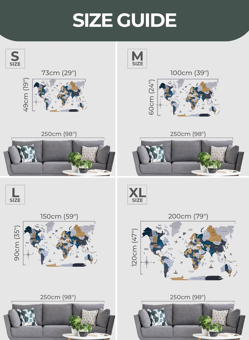 Enjoy The Wood Wooden World Map - Country Edition: Handcrafted Luxury Wall Art for Home Decor, Featuring Detailed Country Borders and Natural Wood Beauty  - Image 3