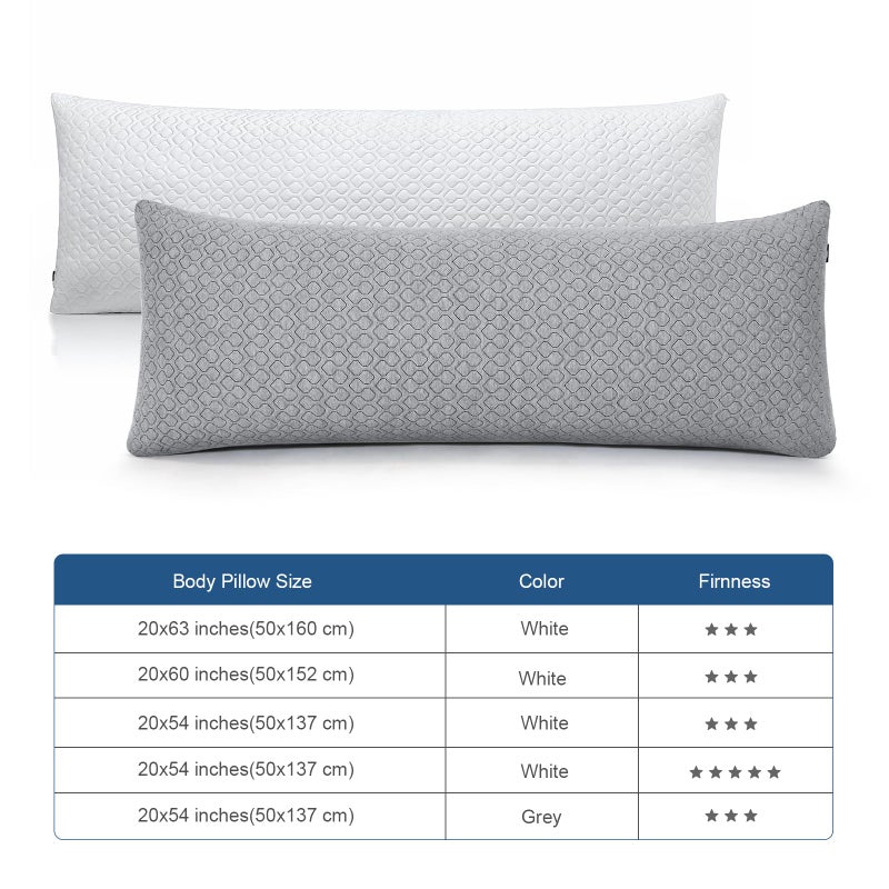 Rainmr Thick Memory Foam Body Pillow - Full Body Pillows for Side Sleeper - with Grey Cooling Pillowcase 20 x 54 inches - Image 3