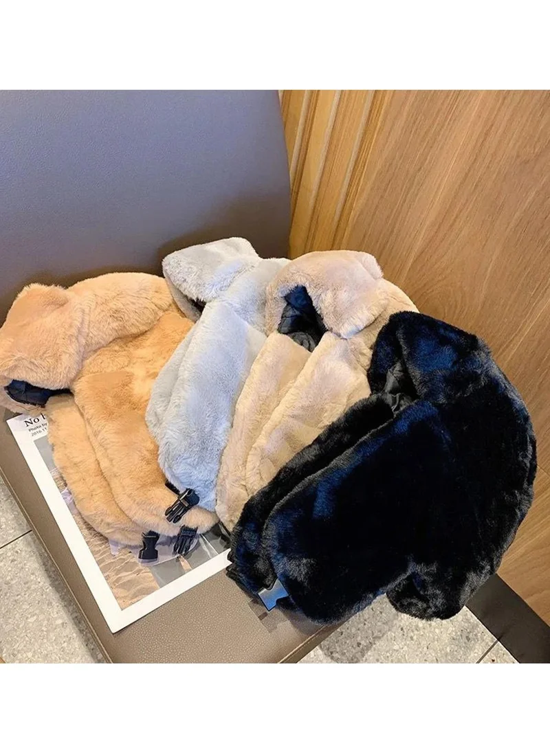 Bahels Camel Plush Ear Clip-on Beret Pilot Hat