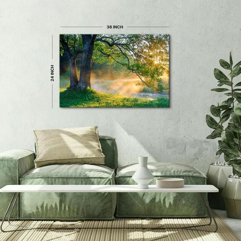 YOOOAHU Vintage Nature Wall Art - Forest Landscape Canvas - Image 4