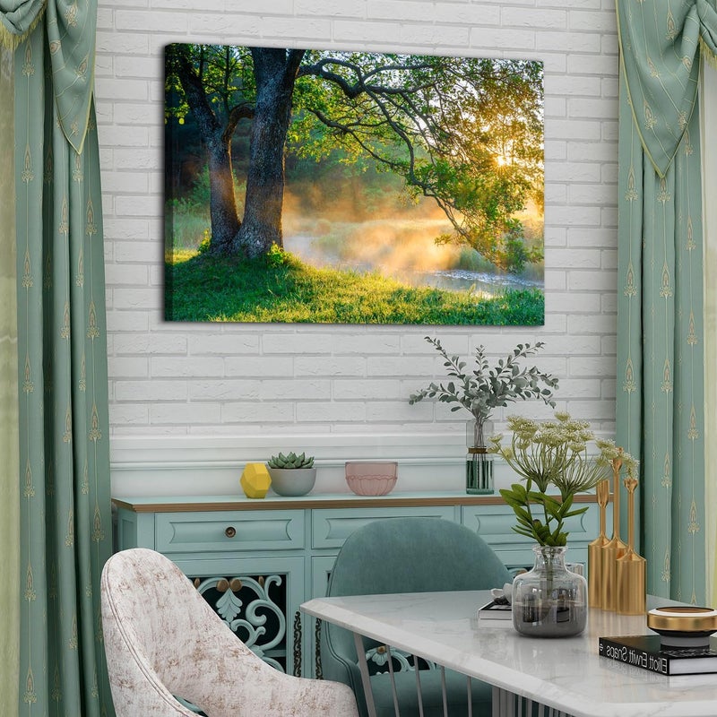 YOOOAHU Vintage Nature Wall Art - Forest Landscape Canvas - Image 2