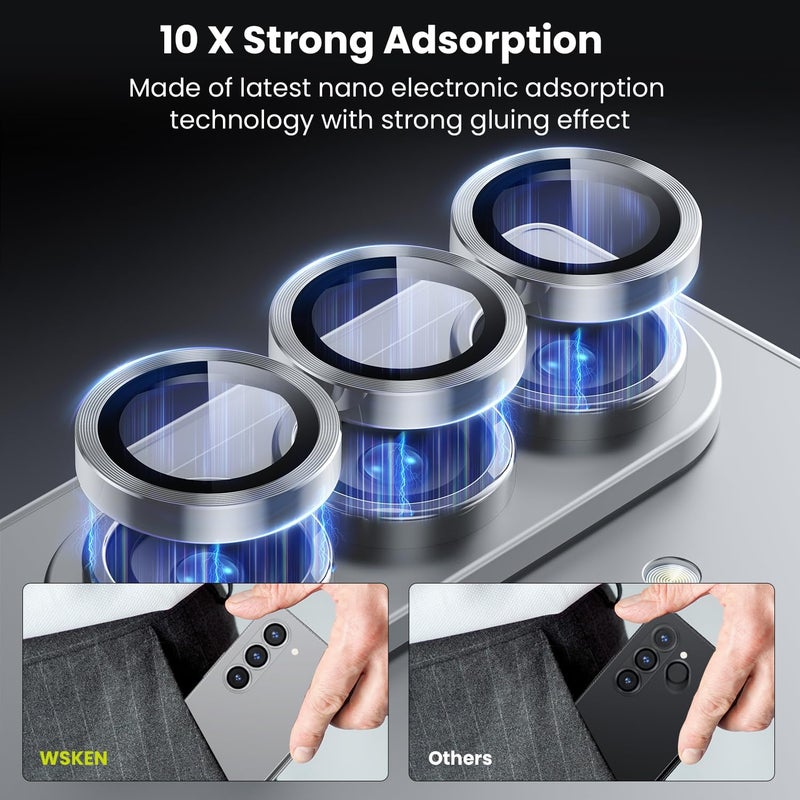 wsken for Z Fold 7 Camera Lens Protector Case Cover - Ultra HD Anti-Reflective Tempered Metal Glass Anti Scratch Rear Camera Screen Protector Film for Samsung Galaxy Z Fold 7 5G Accessories,Silver - Image 3
